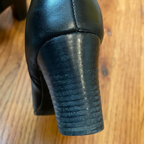 Square Toe Heeled Ankle Leather Boots Black Size 5 a.n.a - Picture 12 of 16